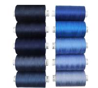 Coats Moon Fil à Coudre Assorti - Boîte de 10 bobines - 10 x Bobines de Fil Polyester Moon Couture Surfilage 1000 Yards 120's (Bleus Foncés)