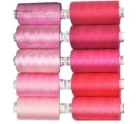 Coats Moon Fil à coudre assorti - Boîte de 10 bobines - Fils pour couture, surjeteuse, patchwork et couture de Coats Moon, ensemble de fils 914,4 m chaque bobine (roses assorties)