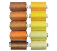 Coats Moon Fils à coudre assortis - Boîte de 10 bobines, Coats Moon Fils polyvalents pour couture, surjeteuse, courtepointe, ensemble de fils 914,4 m chacun, 120' (Jaune et Or) - Fils durables