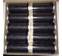 Coats Moon Lot de fil à coudre assorti - Boîte de 10 bobines - Fil à coudre polyster polyvalent Moon pour surjeteuse 914,5 m chaque 120's (Noir) + 2 (1 Blanc + 1 Noir) Bobines offertes