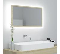 Coavain Miroir à LED de Salle de Bain Chêne Sonoma 80x8.5x37 cm Style Moderne Dispose d'une Lumière RGB pour Changer de Couleur Différentes Façons de Placer Dispose d'un Connecteur USB