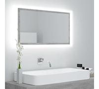 COAVAIN Miroir à LED de Salle de Bain Gris béton 80x8.5x37 cm Style Moderne Possède une Lumière Rgb Pour Modifier La Couleur Différentes Façons de le Placer Possède un Connecteur Usb Facile à Nettoyer