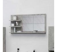 Coavain Miroir de Salle de Bain Gris Béton 90x10.5x45 cm AggloméréStyle Moderne 3 Etagères avec Beaucoup D'espace pour Les Produits De Bain Facile A Nettoyer Etanche A L'I.P.44