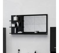 Coavain Miroir de Salle de Bain Noir 90x10.5x45 cm Aggloméré Style Moderne 3 Etagères avec Beaucoup D'espace pour Les Produits De Bain Facile A Nettoyer Etanche A L'I.P.44 Haut de Gamme