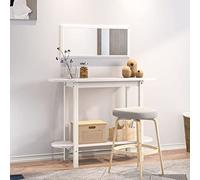 Coavain Table Console Blanc 110x40x80cm Boismassif de Pin Commode Entree Couloir étagère Arrière Canapé Meuble D'entrée Salle a Manger Completeeuffet Cannage étagère de Bureau