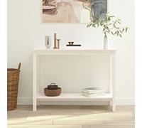 Coavain Table Console Blanc 110x40x80cm Boismassif de Pin Commode Entree Couloir étagère de Bureau Buffet Cannage Meuble D'entréeralle a Manger Complete étagère Arrière Canapé