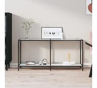 Coavain Table Console Blanc 160x35x75,5cm Verre Trempé étagère Arrière Canapé Buffet Cannage Salle a Manger Complete Meuble Entree Couloirdueridon Haut Bureau Coiffeuse