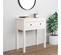Coavain Table Console Blanc 70x35x75cm Boismassif de Pin Salle a Manger Complete Commode Entree Couloir Buffet Cannage étagère Arrière Canapértagère de Bureau Meuble D'entrée