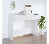 Coavain Table Console Blanc 90x36x75cm Bois D'ingénierie étagère Arrière Canapé Bureau Coiffeuse Gueridon Haut Salle a Manger Complete euble Entree Couloir Buffet Cannage