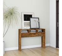Coavain Table Console Chêne Fumé 105x30x80cm Bois D'ingénierie Bureau Coiffeuse Gueridon Haut étagère Arrière Canapé Meuble Entree Couloireuffet Cannage Salle a Manger Complete