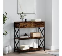 Coavain Table Console Chêne Fumé 75x28x75cm Bois D'ingénierie Bureau Extensible Bout de Canape Meuble Entree Rangement Salle a Manger Completeeommode Entree Couloir Buffet Cannage