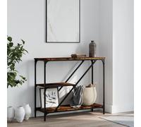 Coavain Table Console Chêne Fumé 88,5x30x75cm Bois D'ingénierie Meuble Entree Rangement Commode Entree Couloir Bout de Canape Bureau Extensibleralle a Manger Complete Buffet Cannage