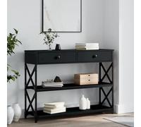 Coavain Table Console Noir 100x28x75cm Bois D'ingénierie Meuble Entree Rangement Salle a Manger Complete Bureau Extensible Bout de Canapeeommode Entree Couloir Buffet Cannage
