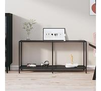 Coavain Table Console Noir 160x35x75,5cm Verre Trempé Salle a Manger Complete Gueridon Haut étagère Arrière Canapé Bureau Coiffeuse euble Entree Couloir Buffet Cannage