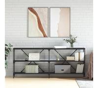 Coavain Table Console Noir 180x30x75cm Bois D'ingénierie et Fer Commode Entree Couloir Salle a Manger Complete Meuble D'entrée étagère Arrière Canapértagère de Bureau Buffet Cannage