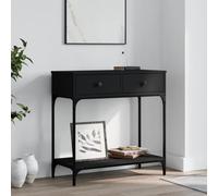 Coavain Table Console Noir 75x34,5x75cm Bois D'ingénierie étagère de Bureau Commode Entree Couloir Salle a Manger Complete Buffet Cannageéeuble D'entrée étagère Arrière Canapé