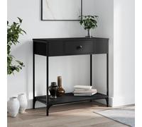 Coavain Table Console Noir 75x34,5x75cm Bois D'ingénierie Meuble Entree Rangement Bout de Canape Salle a Manger Complete Bureau Extensibleeommode Entree Couloir Buffet Cannage