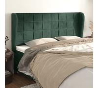 Coavain Tête de lit Velours avec Oreilles Excellent Soutien du Dos Meuble de Chambre à Coucher Decoration Murale Design Élégant et Classique Vert Foncé 203x23x118/128 cm