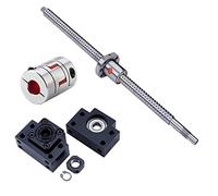 Coavoo Vis à billes SFU1204 - 1 900 mm - Diamètre 12 mm - 4 mm - Pas de filetage - Filetage à bille C7 sans jeu - Avec écrou à filetage à billes avec support BK10 / BF10 et kit d'embrayage de 5 x 8 mm