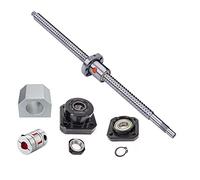 Coavoo Vis à billes SFU1204 610 mm, pas fileté, filetage à billes C7, sans jeu, avec écrou à filetage à billes avec support FK10/FF10 et kit d'embrayage de 5 x 8 mm + boîtier d'écrou DSG12H CNC