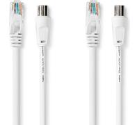 Coax & Cat6 Combi Cable | IEC (Coax) Male / RJ45 male | IEC (Coax) Female / RJ45 male | Nickel plated | RG58 | 75 Ohm | Double shielded | 1.50 m | Round | PVC | White | Label