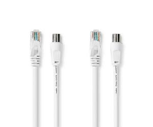 Coax & Cat6 Combi Cable with IEC (Koax) and RJ45 Connectors | Nickel Plated