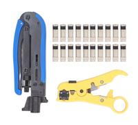 Coax Crimper Tool Kit | Adjustable RG6 RG59 RG11 Compression Crimper & Stripper | 20PCS F Connectors for Dish TV/CCTV/Cable Modem | Experienced Coaxial Cable Tool