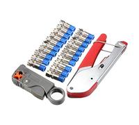 Coaxial Cable Crimper Kit 22PCs | F - Head Crimping Tool & Wire Stripper Set | Effective Weather - Protected Connectors for RG6 Cables/Antennas/CCTV | Full Metal Construction