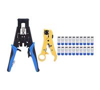 Coaxial Cable Crimper Stripper | F/BNC/AV Compression Tool for RG59 / RG6 / RG11 | Network Pliers with 20 F Heads | Ergonomic Wire Stripper & Cutter