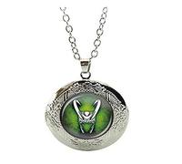 COAYHEL Collier médaillon en verre rt Loki dieu du malice, 20 mm, Métal