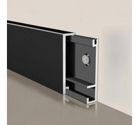 Coayuou Baguette De Finition en Aluminium Lot De 2 X 125 Cm, Moulure Murale Protectrice Durable avec Protection De Sol 1:1 pour Parquet Stratifié, Salon Et Bureau(Black,4cm)