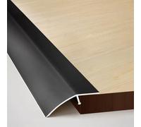 Coayuou Bande De Seuil De Porte 90 Cm* 3 Pièces Profilé De Transition en Aluminium pour Sol Barre De Jonction Carrelage À Stratifié Hauteur Réglable 0,7-1,5 Cm / 1,5-2,5 Cm(Black,Large)