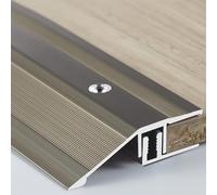 Coayuou Barre De Seuil De Porte en Aluminium 90 Cm* 3 Pcs, Profilé De Transition pour Sol Stratifié, Rail De Finition avec Réglage De Hauteur 0,6-1,5 Cm / 0,8-2,5 Cm(Champagne Gold-C,55mm)