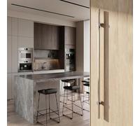 Coayuou Poignée de porte carrée robuste en acier inoxydable à double pointe fixe de 40 à 120 cm, longue barre de tirage, pour la maison, le bureau et les entrées commerciales, facile à installer
