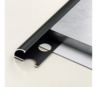 Coayuou Profilé De Finition en Aluminium pour Panneaux Muraux Et Carrelage, Angle Extérieur Arrondi, Embout De Finition 10/12 Mm, 100 Cm X 2 Pièces, pour Usage Domestique(Black,10mm)