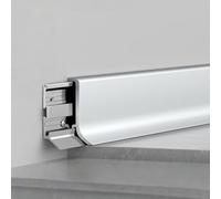 Coayuou Protège-plinthe en Alliage D’Aluminium Anodisé 2 Pièces* 125 Cm Profil De Finition Et De Protection pour Bas De Mur Et Plinthes Baguette De Protection des Bords De Sol(Silver,4cm)