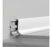 Coayuou Protège-plinthe en Alliage D’Aluminium Anodisé 2 Pièces* 125 Cm Profil De Finition Et De Protection pour Bas De Mur Et Plinthes Baguette De Protection des Bords De Sol(White,8cm)