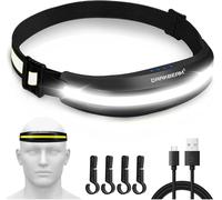 Cob Led Headlamp, Usb - C Rechargeable Torch Light, Waterproof, 230° Headlamp With Red Light, Work Light For Helmets, Camping, Running, Fishing, With Clip