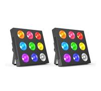 COB LED RGBW Wallwasher Éclairage de Scène 135W, Lumière de Fête avec 9 PCS 4 en 1 Perles de Lampe DMX512 Lumière Éclairage de Bâtiment Convient pour Halloween, mariage, fête, discothèque (2 pièces)