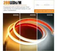 COB LED Strip 220V,288 LED/M IP67 Waterproof LED Strip Neon Strip,50 cm Cut,Double-Sided Glue,Super Bright Strip Light for Outdoor Bedroom Home Decoration.[S20]