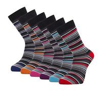 Cob Stallion - Chaussettes pour homme à rayures multiples, lot de 12 et 6, multicolores, lot de 39-45, Bleu, rouge, orange, bleu marine, rose, violet., taille unique