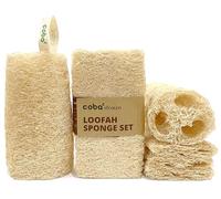 Coba Straws Lot de 4 éponges en luffa naturel - Éponge exfoliante pour le corps pour homme et femme | Éponge multi-usage pour douche, spa, cuisine, animaux domestiques | 100 % à base de plantes, sans