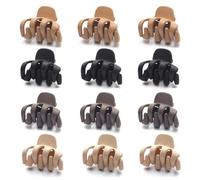 Cobahom Lot de 12 petites pinces à cheveux mates de 3,0 cm pour cheveux fins, antidérapantes, accessoires de coiffure pour femmes et filles, abricot, noir, marron, chocolat