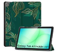 CoBak Coque pour Samsung Galaxy Tab A11+ 2025/A9+ 2023 11",Motif Vert | Étui PU+PC rigide SM-X230/X236B/X210/X215, double angle, découpes ajustées, protection intégrale, veille réveil auto