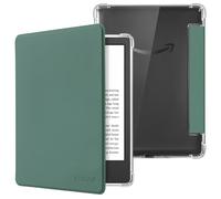 CoBak Étui pour liseuse électronique de 6" - Arrière transparent - Léger - Avec fonction veille/réveil automatique - Non compatible avec Kobo (coque arrière transparente, vert foncé)