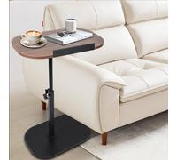 COBATANG Table d'appoint en forme de C pour canapé, table d'appoint en forme de C, table d'appoint pivotante à 360° pour salon, chambre à coucher, baignoire (noyer)
