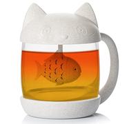 COBB INDUSTRIES® - Mister Le Chat CI0020 - Mug Tasse à thé en verre en forme de chat avec filtre à infusion en forme de poisson 250ML