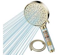 Cobbe Filtre Pommeau de douche Anti Calcaire avec 20 Étapes Filtre et avec Tuyau 1,5M, 6 Types de Jets Pommeau Économie Deau Haute Pression, Or