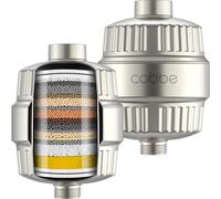 Cobbe HD Lot de 2 filtres de douche à haut rendement pour eau dure, métaux lourds, chlore et substances nocives, améliore votre peau et vos cheveux - Nickel brossé
