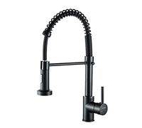 Cobbe KC05T023 Robinet de cuisine à col de cygne avec douchette extractible, robinet mitigeur à poignée unique en acier inoxydable (noir)